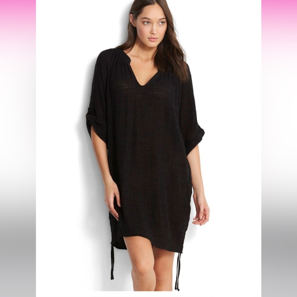 NWOT Seafolly Textured Cotton Cover Up - Black